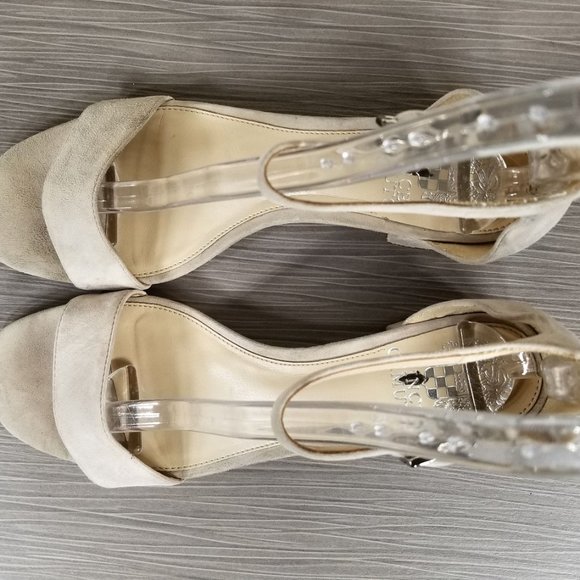 Vince Camuto Sasseta Sandal, Bone Suede, Womens Size 7.5 M / 37.5 - Picture 8 of 12